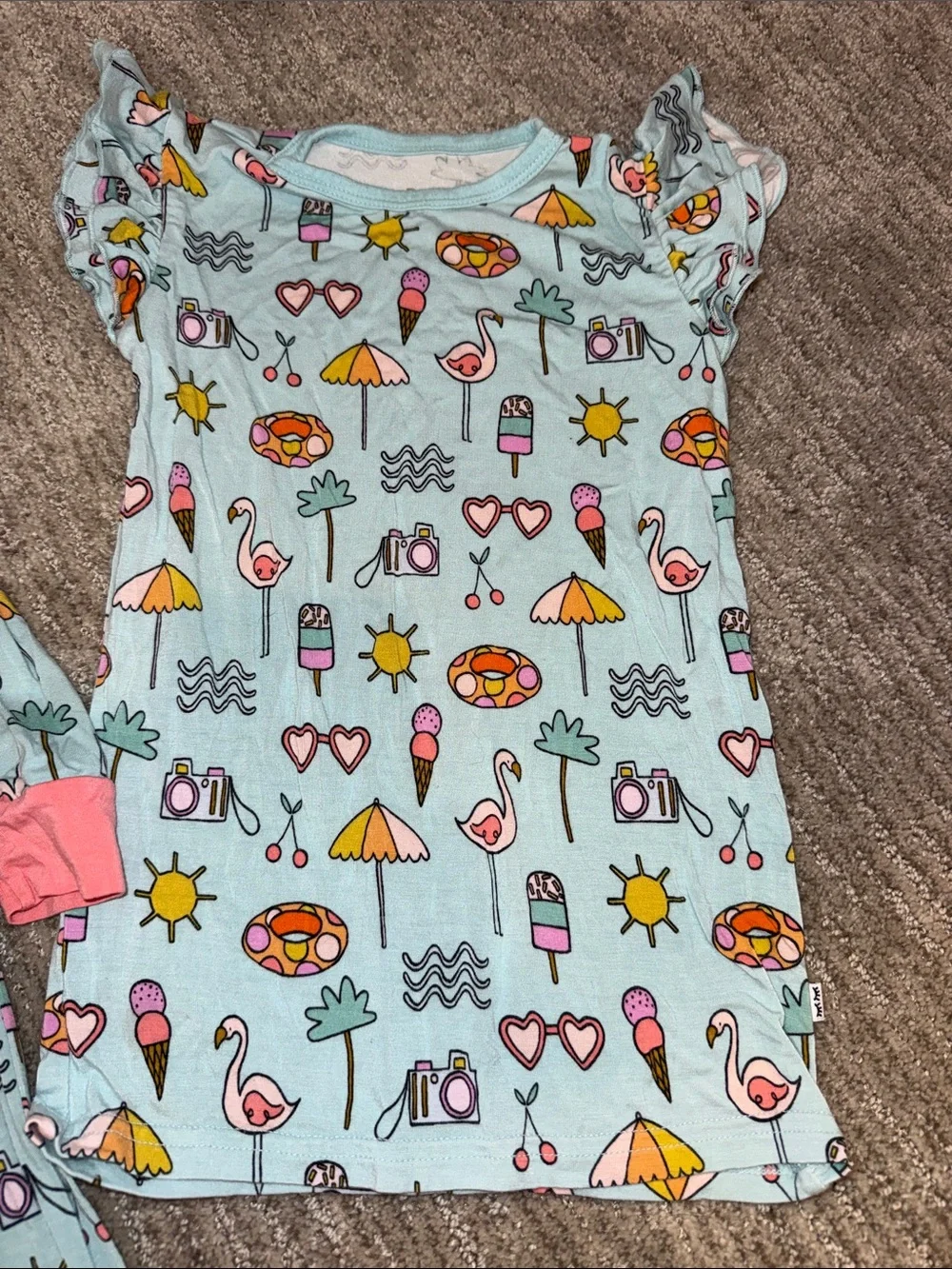 Little Sleepies Light Blue Beach Bundle: Print Pajama Set and Tee 4T